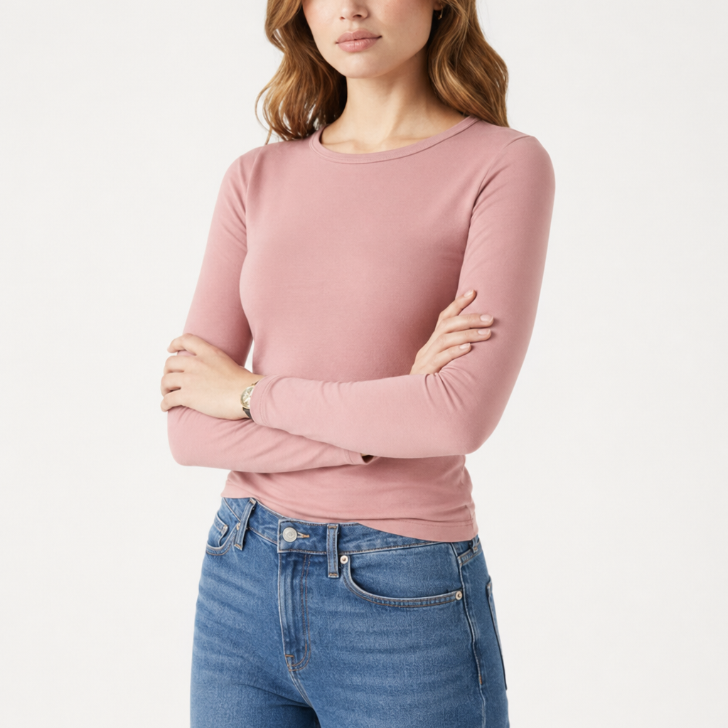 Drew Pink Mauve Long Sleeve Crew