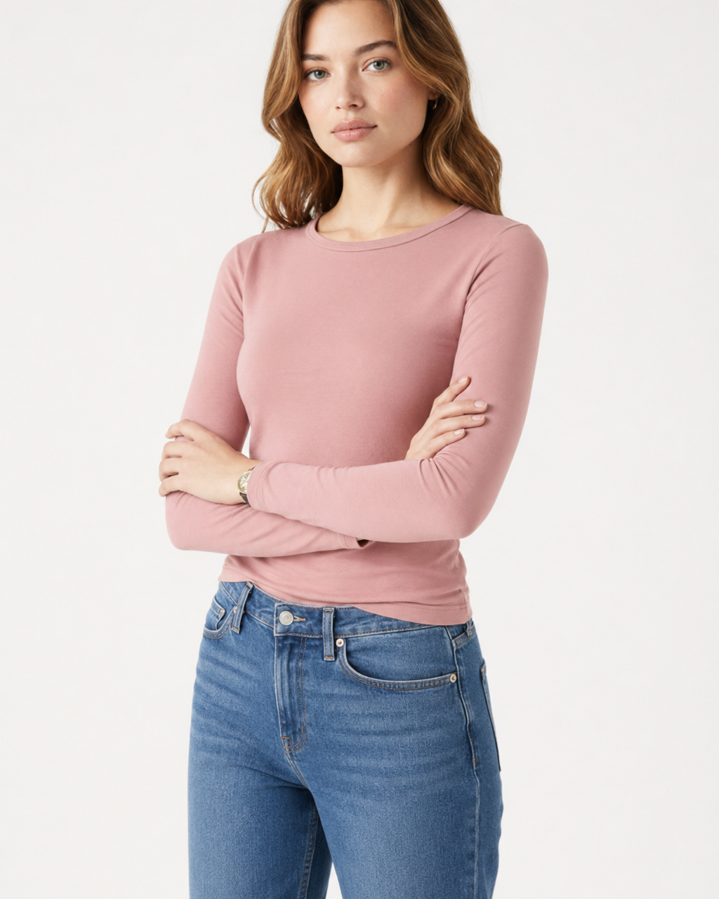 Drew Pink Mauve Long Sleeve Crew