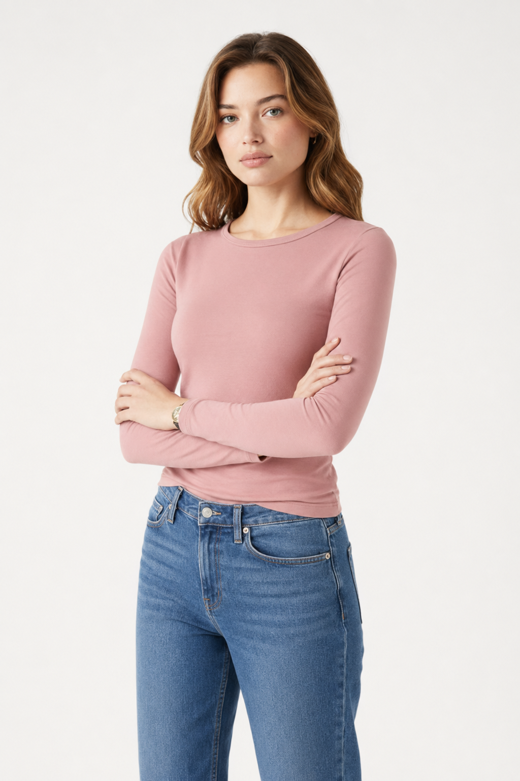Drew Pink Mauve Long Sleeve Crew