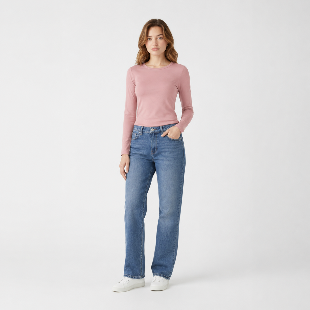 Drew Pink Mauve Long Sleeve Crew