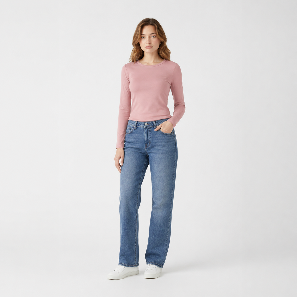 Drew Pink Mauve Long Sleeve Crew